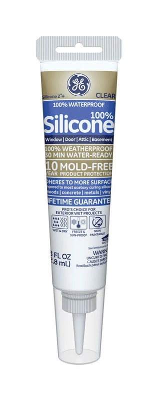 Ge Advanced Silicone 2 Window & Door Sealant, Clear, 2.8oz - High Performance