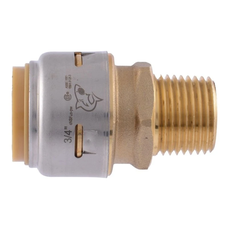 Brass Push-To-Connect MIP Reducing Adapter Fitting, 3/4 x 1/2 In.