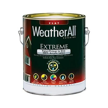 Ultra Premium Exterior WeatherAll Latex Paint, Flat White, 1 Gallon