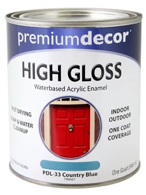 Premium Decor Country Blue Gloss Enamel Paint, Qt.