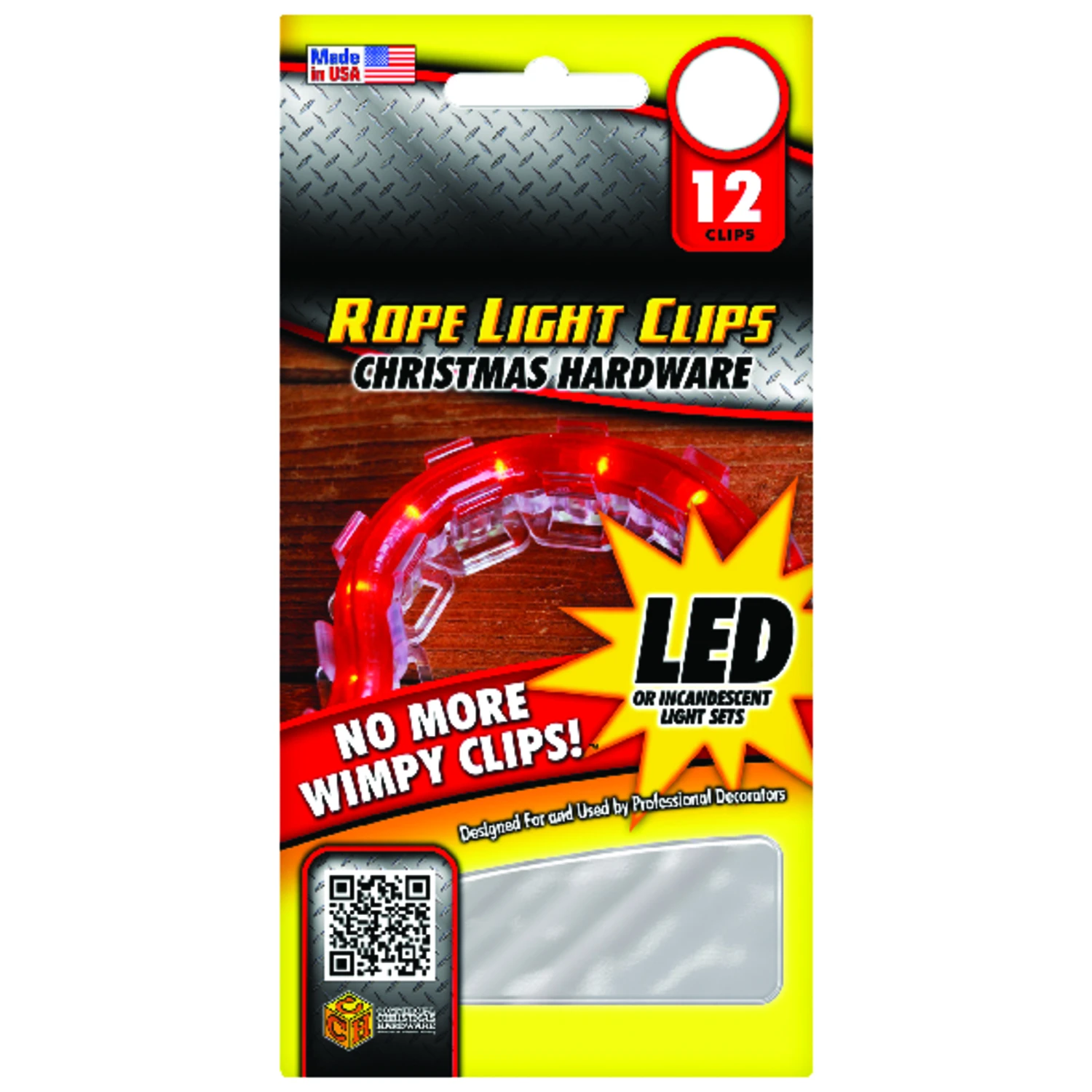 Rope Light Clip Holders, Adhesive, 12-Pk.