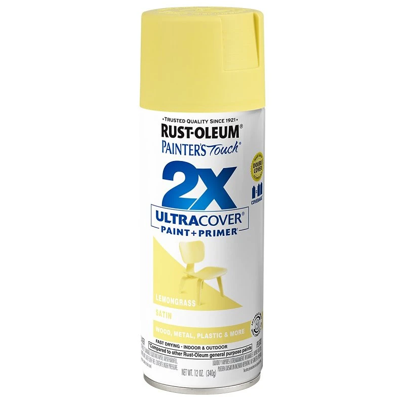 Painter's Touch 2X Spray Paint, Satin Lemon Grass, 12-oz.