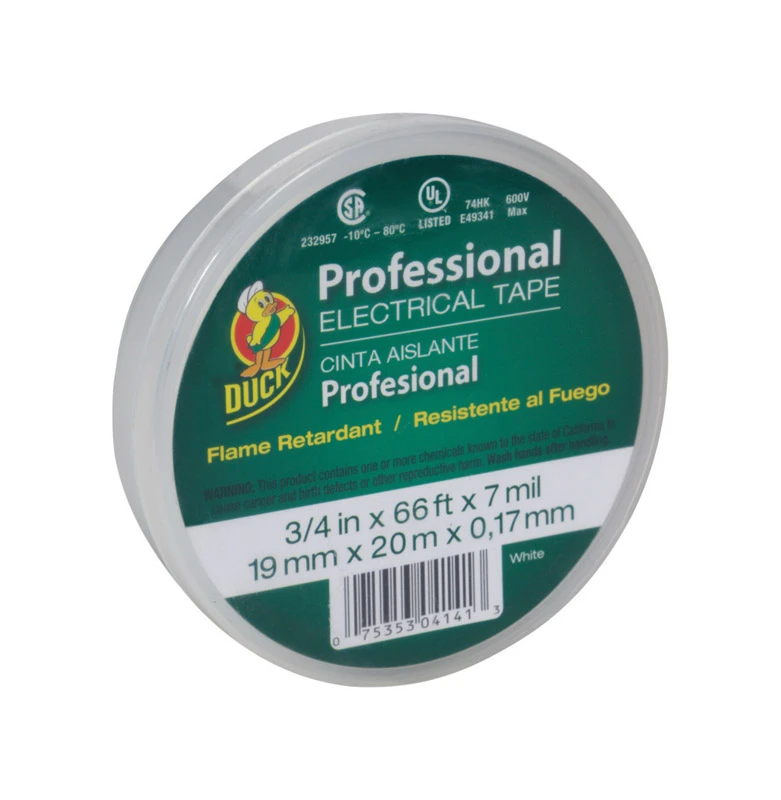 Vinyl Electrical Tape, White, .75 In. x 66 Ft.