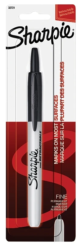 Retractable Permanent Marker, Fine Point, Black