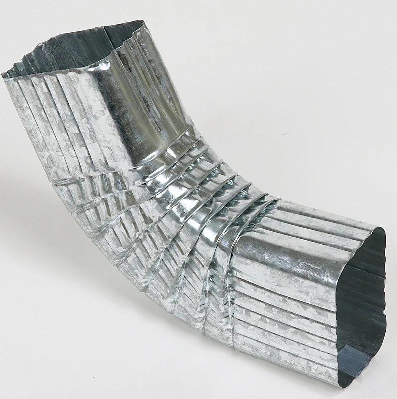 Side Gutter Elbow, Style B, 75 Degree, Mill Finish Galvanized Steel, 2 x 3 In.