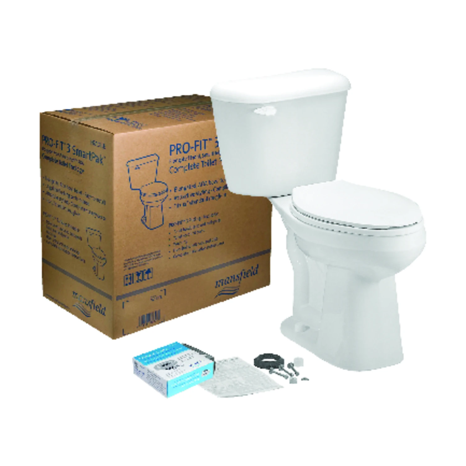 Complete Toilet-To-Go Kit, Low-Flow, White, Elongated Bowl
