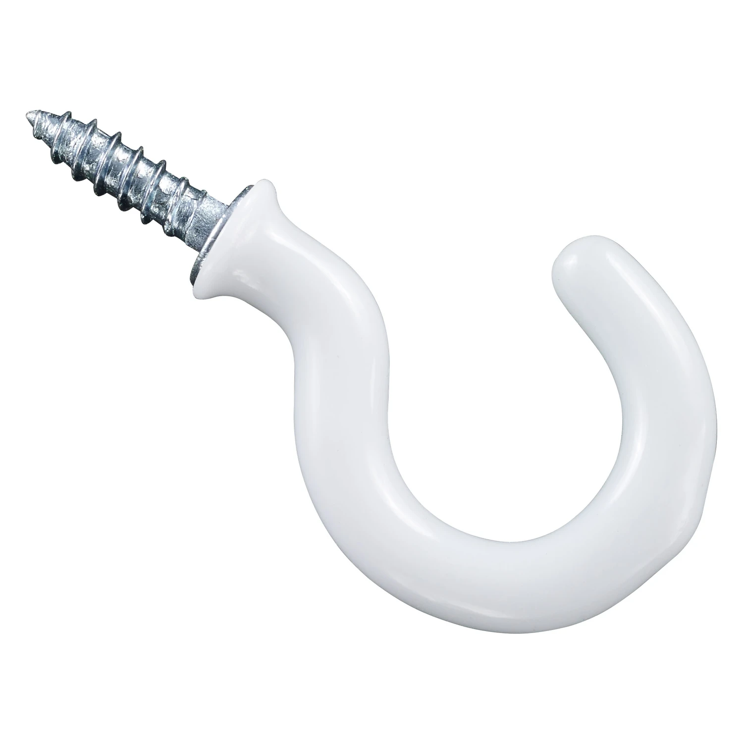 Cup Hook, White Vinyl-Coated, 1 In., 30-Pk.