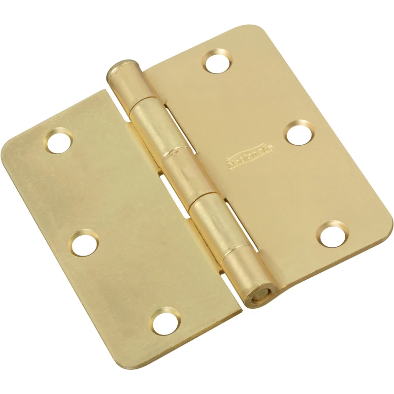 Door Hinge, Interior, Satin Brass, 3-1/2 In., 3-Pk.
