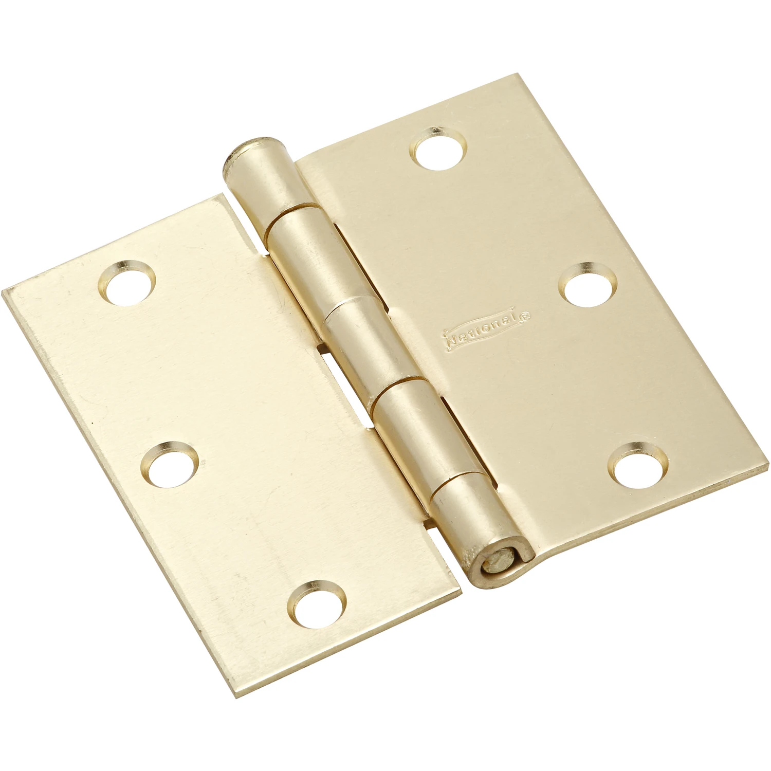 Door Hinge, Interior, Square-Edge, Satin Brass, 3-1/2 In.