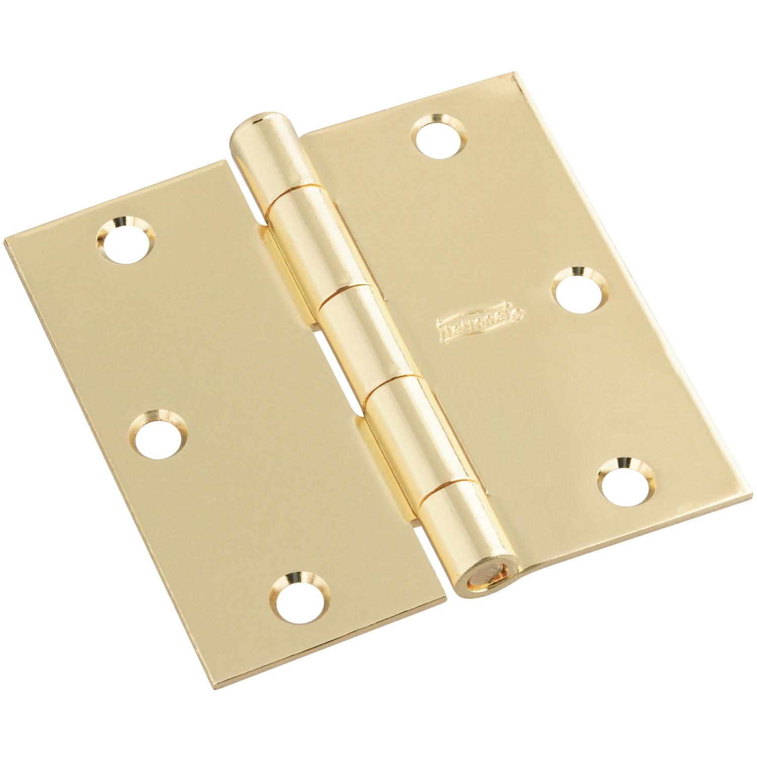 Door Hinge, Interior, Square-Edge, Bright Brass, 3-1/2 In., 3-Pk.