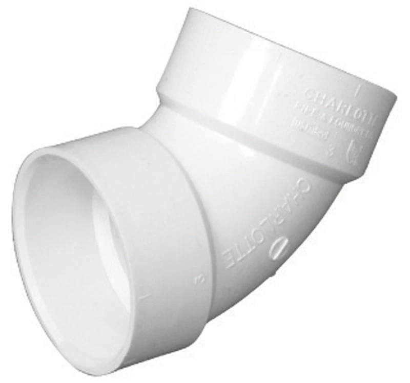 Schedule 40 DWV PVC 60-Degree Pipe Elbow, 4 In.