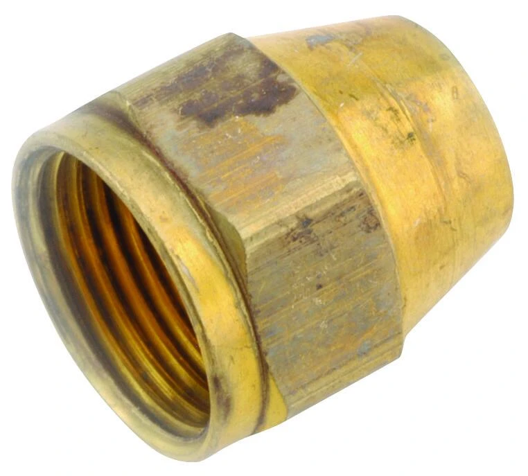 Brass Flare Space Heater Nut, 3/8 In. x 9/16-24 Fine Thread