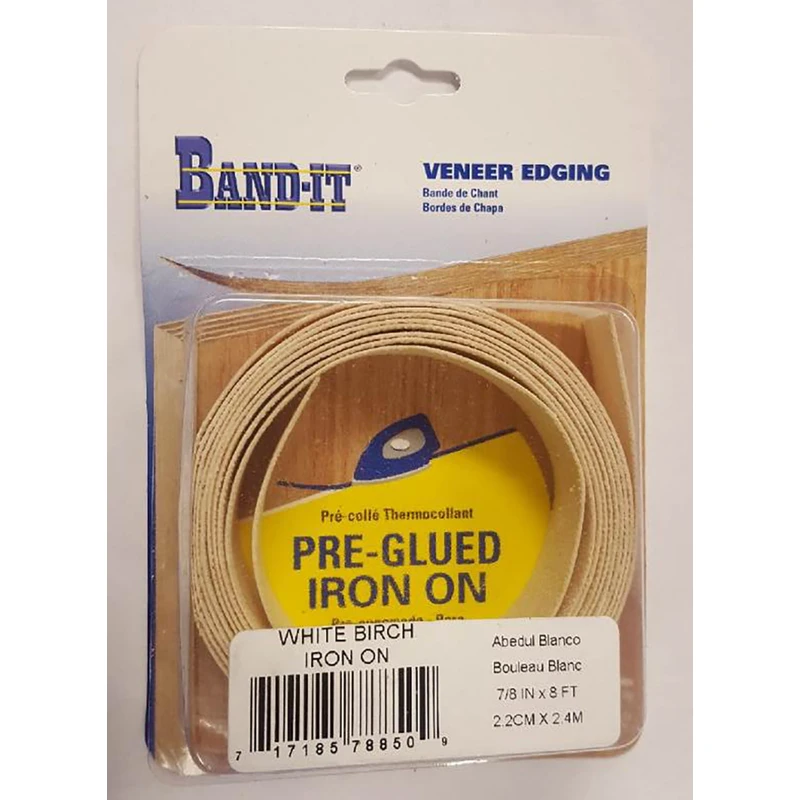 White Birch Real Wood Veneer Iron-on Edgebanding, 7/8 In. x 8 Ft.