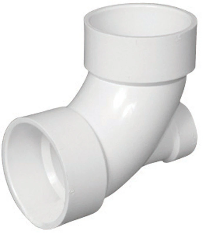 Schedule 40 DWV PVC Lowheel Inlet Elbow, 3 x 3 x 1-1/2 In.