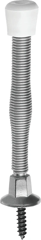 Door Stop, Spring, Satin Nickel, 3 In.