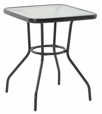 Marbella Table, Black Steel Frame, Glass Top, 24-In. Sq.