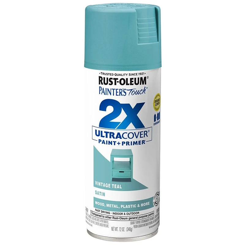Painter's Touch 2X Spray Paint, Satin Teal, 12-oz.