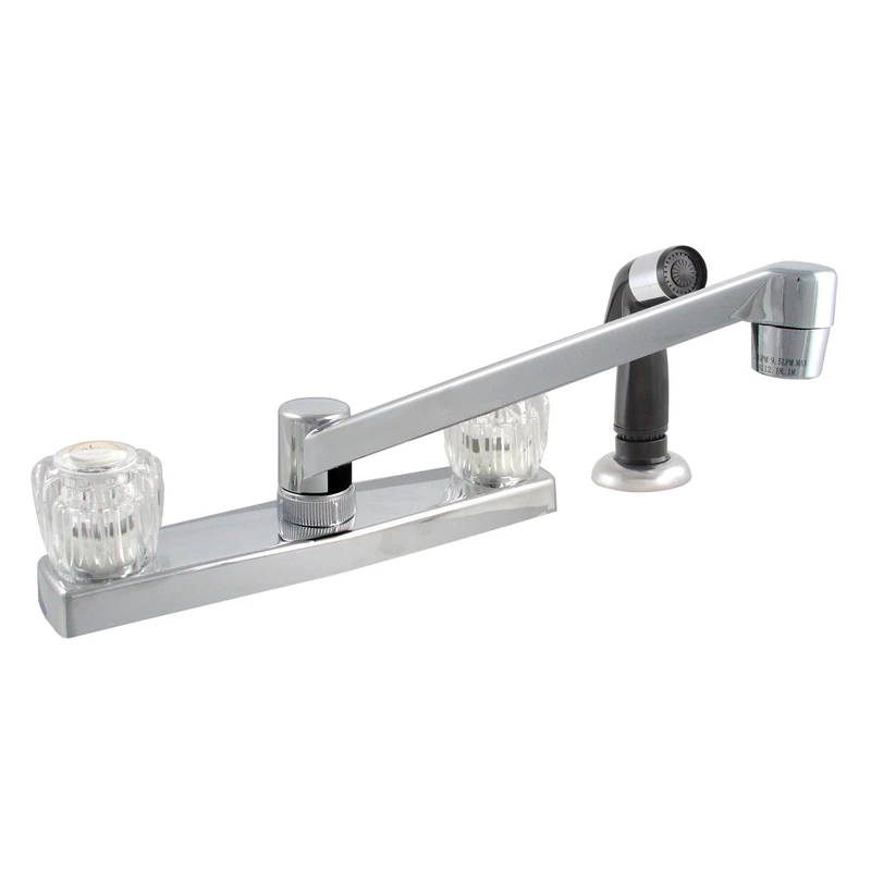 Kitchen Faucet With Side Spray, 2 Handles, Chrome