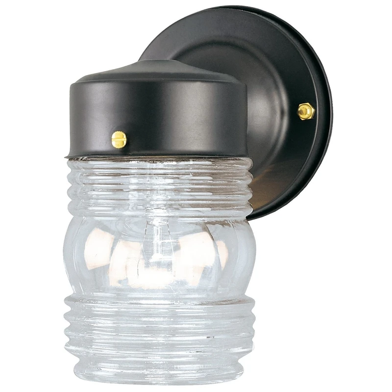 75-Watt Black Jelly Jar Wall Fixture