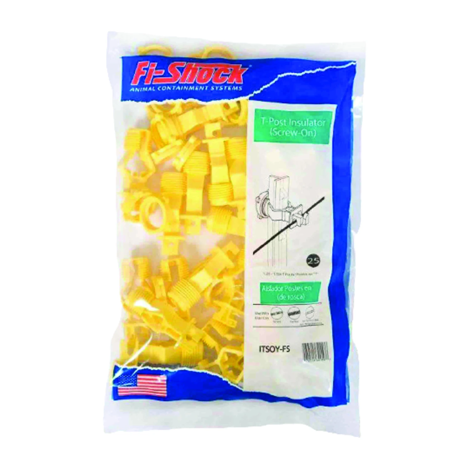Electric Fence Insulator, T-Post, Western Screw Tight, Yellow