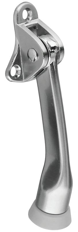 Kick-Down Door Stop, Satin Nickel, 4 In.