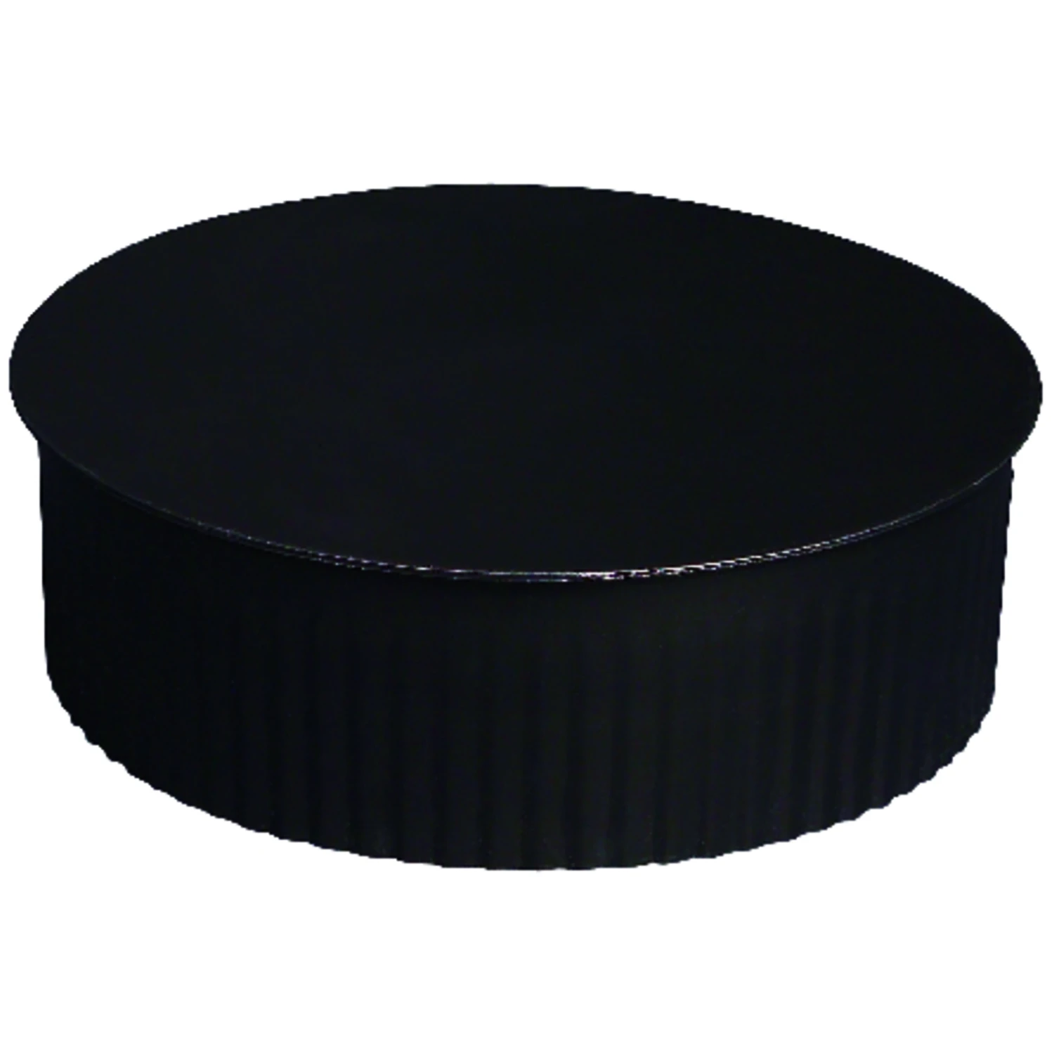 Black Stove Pipe Clean Out Tee Cap With Crimp, 24 Gauge, 8 In.