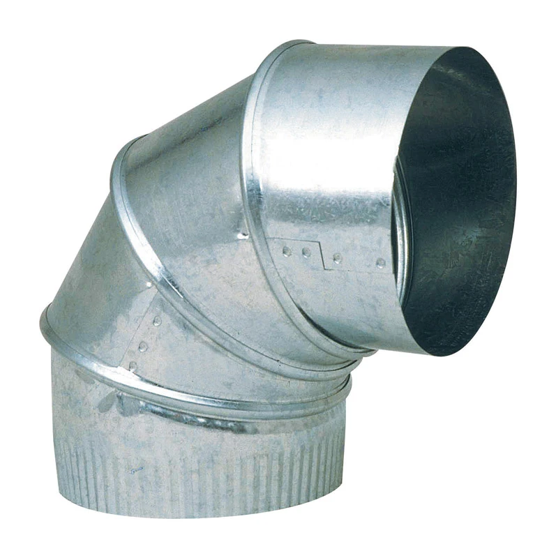 HVAC Duct Pipe Galvanized Adjustable Elbow, 90 Degree, 24 Gauge,4 In.