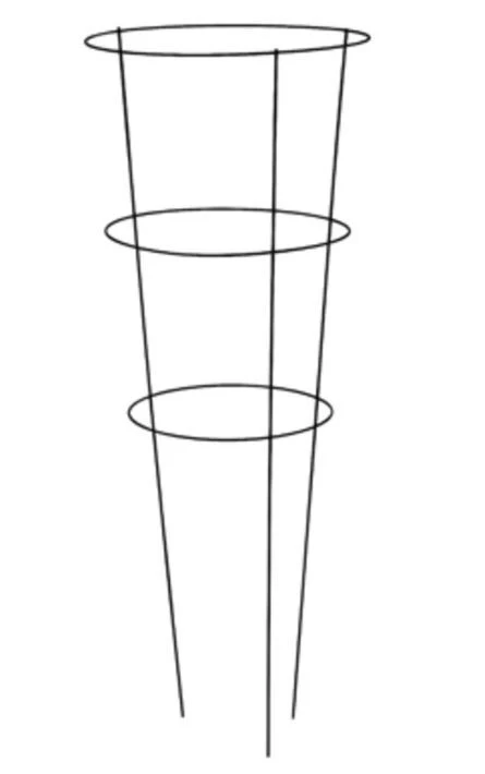 Tomato Cage, Heavy-Duty, 3-Ring, Black, 42 x 16-In.