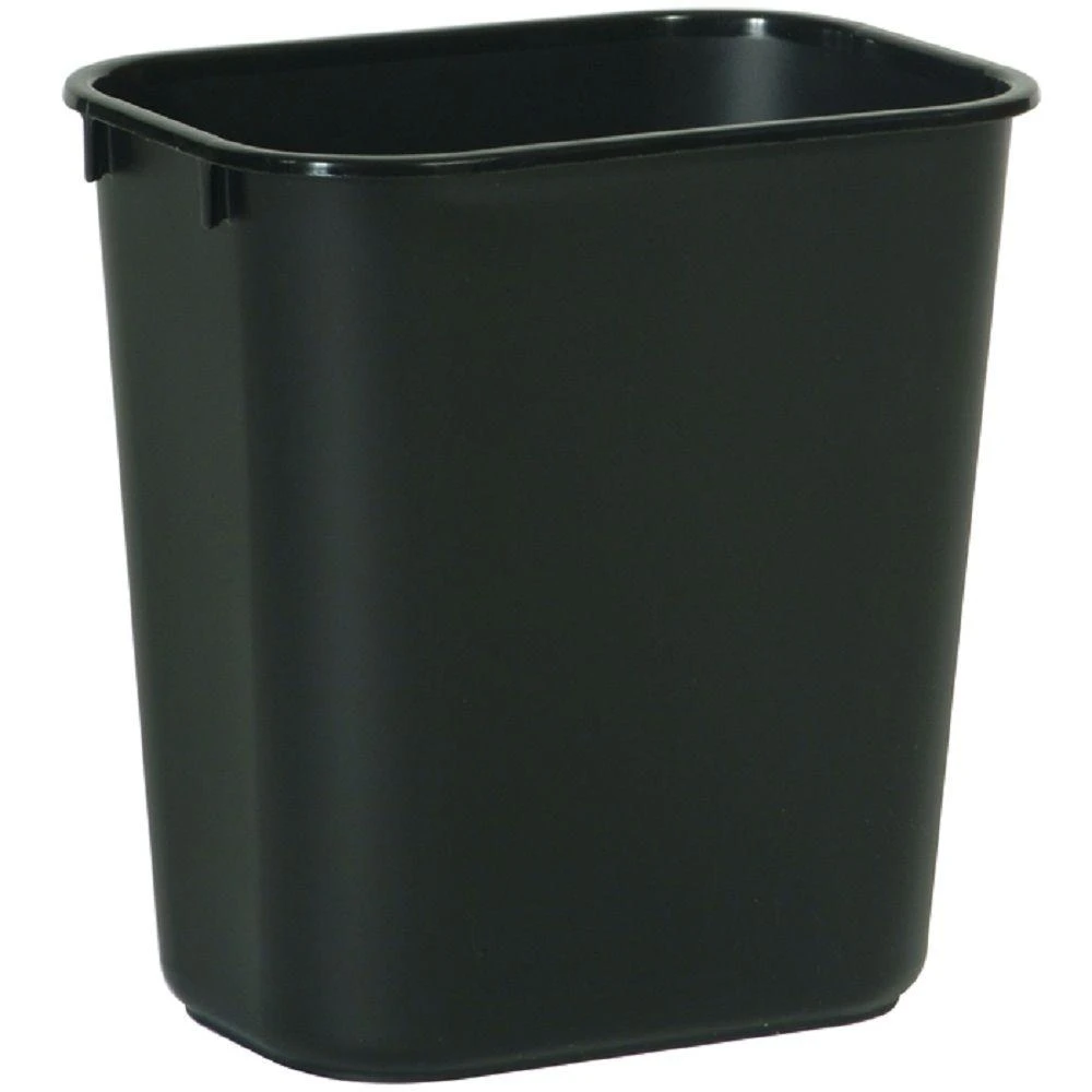 Office Wastebasket, Black, Rectangle, 13-5/8 Qt.