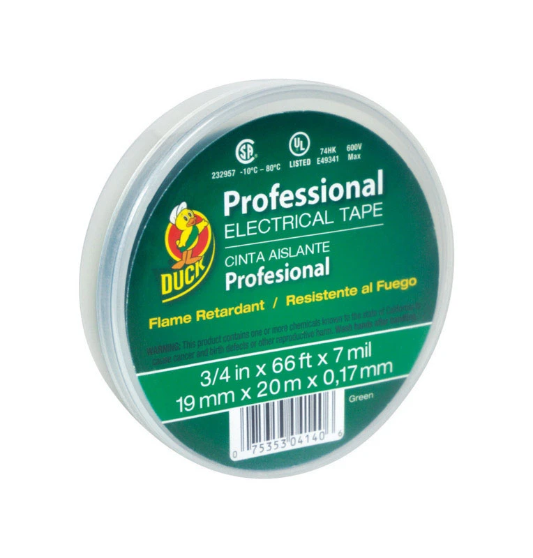 Electrical Tape, Green Vinyl, .75-In. x 66-Ft.