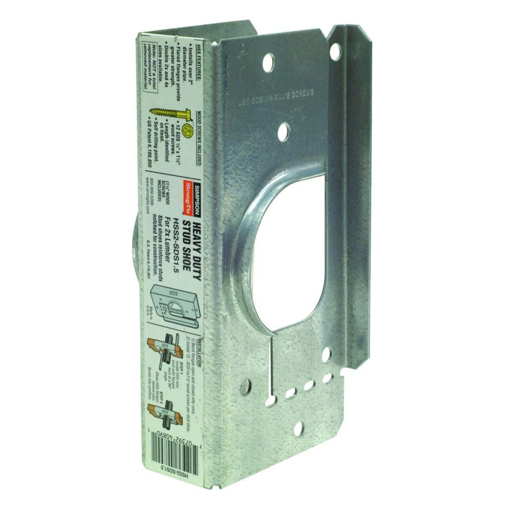 Stud Shoe with Screws, 16 Gauge, 1-9/15 In. W
