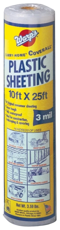 Polyethylene Sheeting, Clear, 3 Mil, 10 x 25-Ft.
