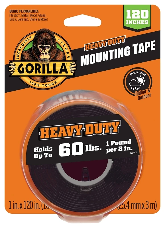 Heavy Duty Mounting Gorilla Tape XL, 60-Lb. Capacity, 1 x 120-In.