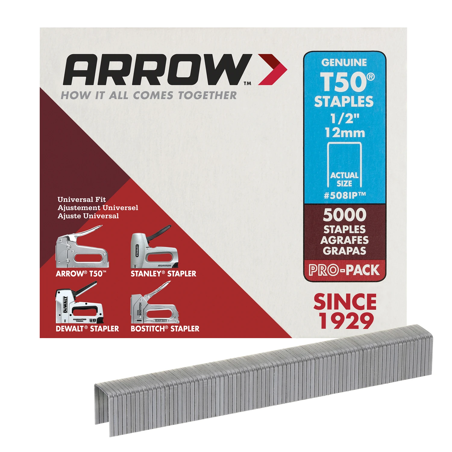T-50 Staples, 1/2 In., 5,000-Pk.