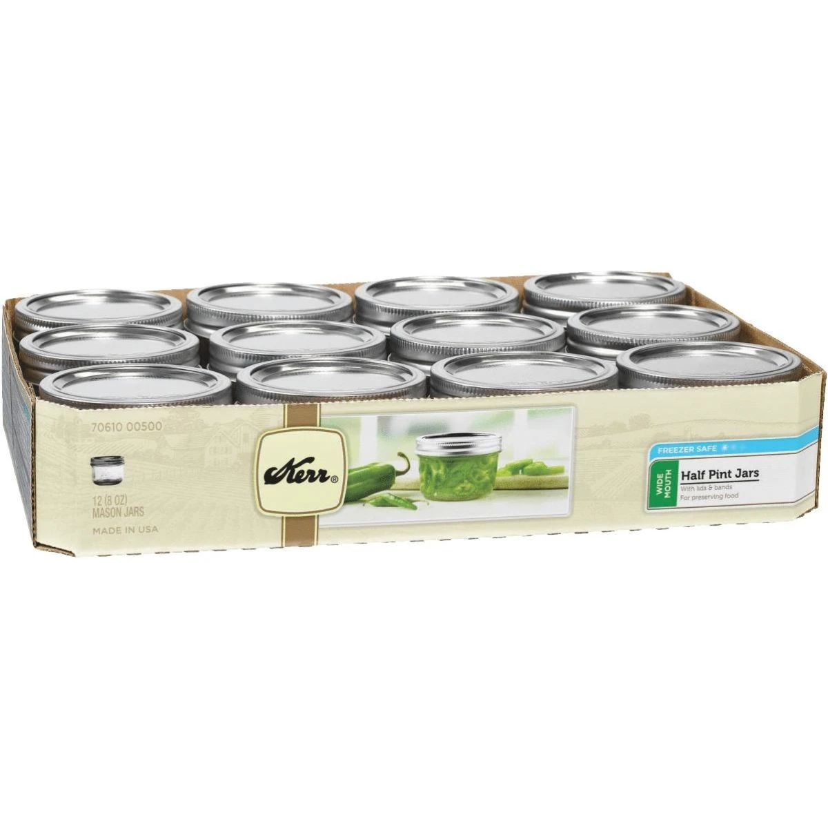 Wide-Mouth Mason Canning Jars with Lids, 8 oz., 12-Pk