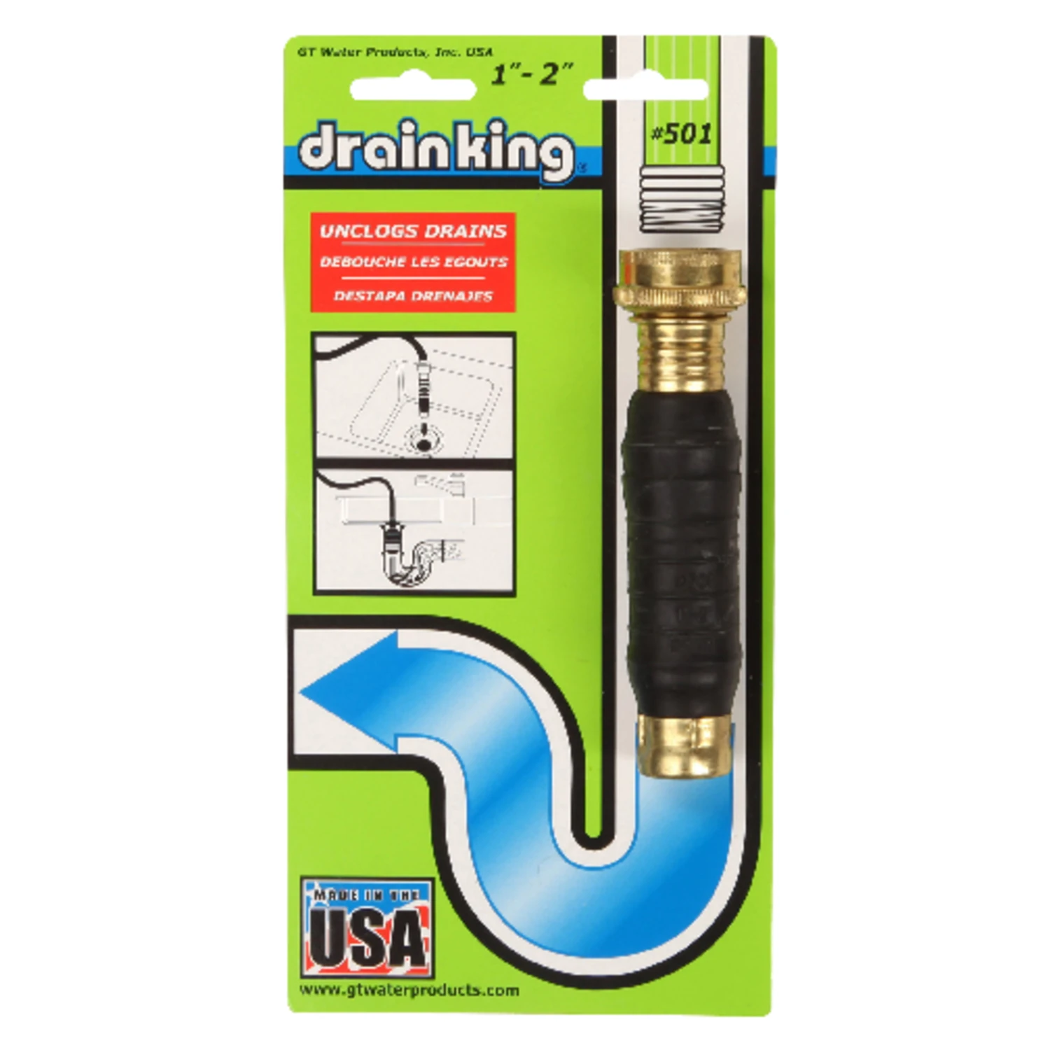 Drain Opener, Water-Powered, Chemical Free, 1- To 2 In. Pipes