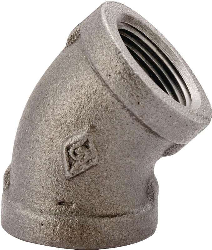 1/2 Inch Black 45 Degree Elbow, Model 4-1/2b, Malleable Iron Construction