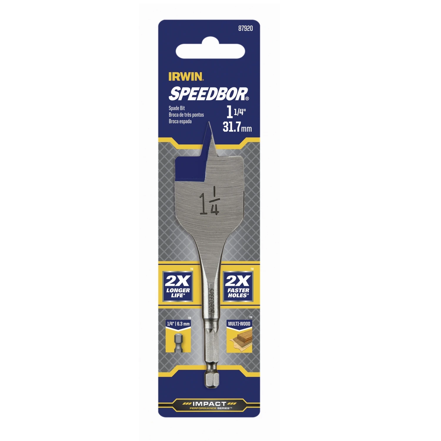 Speedbor Wood Boring Spade Drill Bit, 1-1/4 x 4 In.