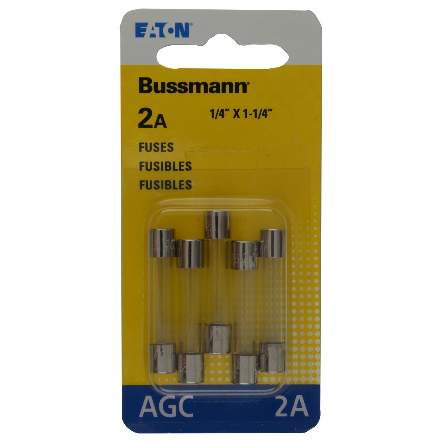 Glass Tube Fuse, Type AGC, Fast-Acting, 2-Amp, 250-Volt, 5-Pk.