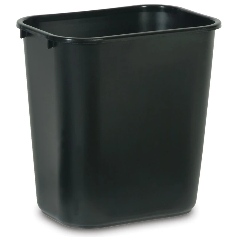 Office Wastebasket, Black, Rectangle, 28-1/8 Qt.