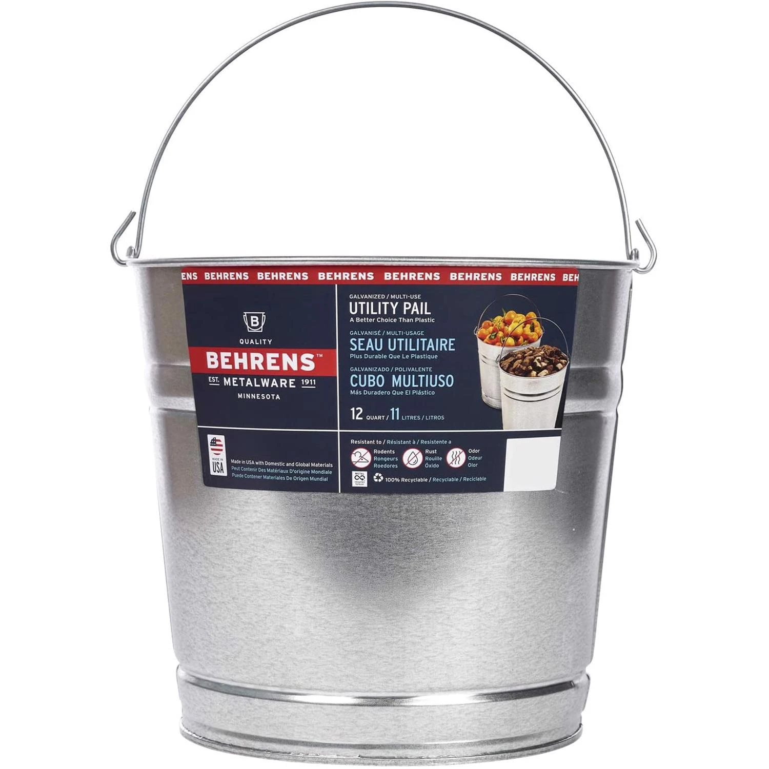 Galvanized Steel Water Pail, 12-Qt.