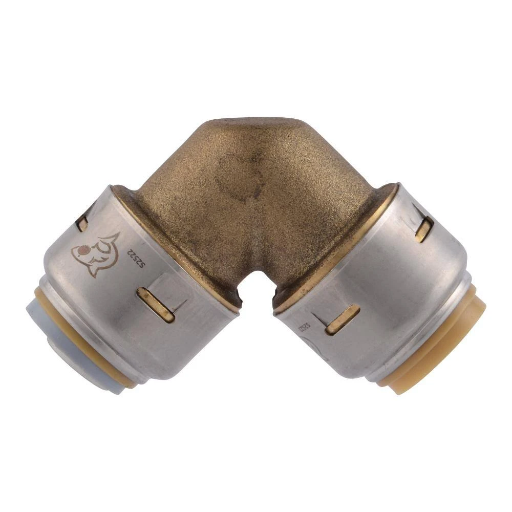 Brass Push-To-Connect Polybutylene Conversion Elbow Fitting, 90-Degree, 1/2 In.