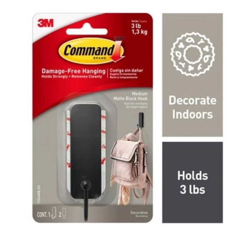 Decorative Hook, Matte Black, 3-Lb.