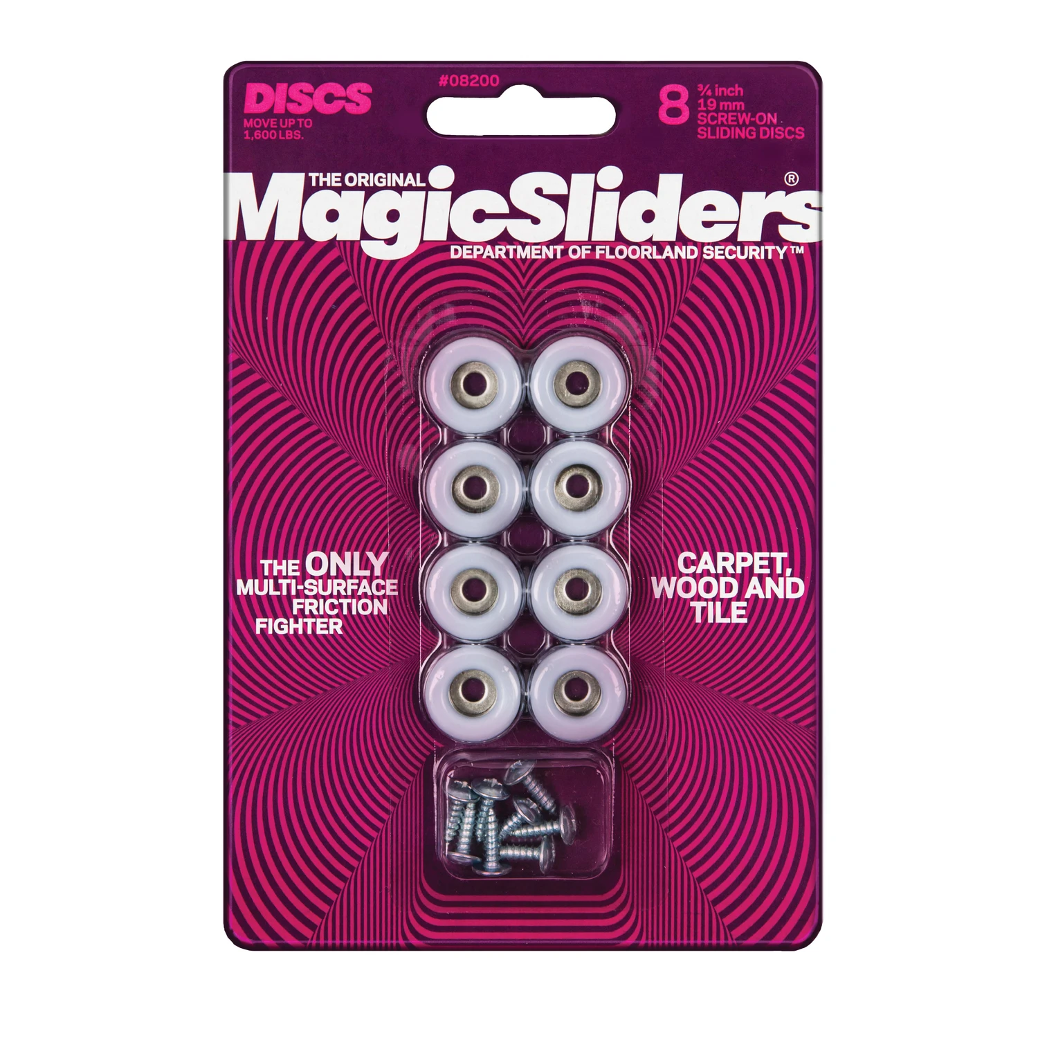Surface Protectors, Furniture Sliding Discs, Screw-On, 3/4-In. Round, 8-Pk.