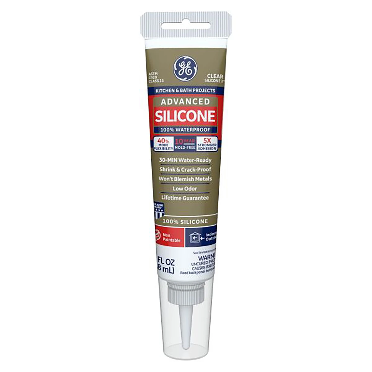 Advanced Silicone 2 Kitchen & Bath Sealant , Clear, 2.8-oz. Squeeze Tube