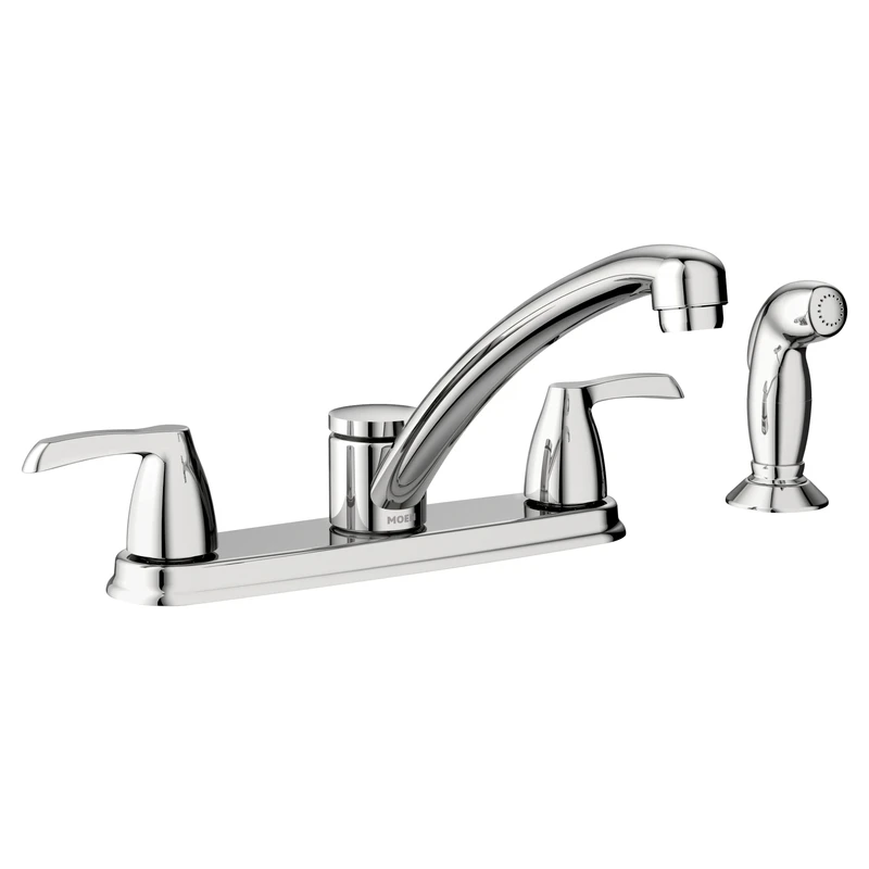 Adler Kitchen Faucet, Double Handle, With Side Spray, Chrome