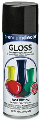 Premium Decor Spray Paint, Black Gloss, 12 oz.