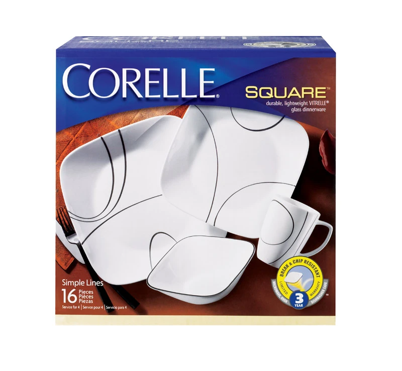 Simple Lines Square Dinnerware 16-Piece Set