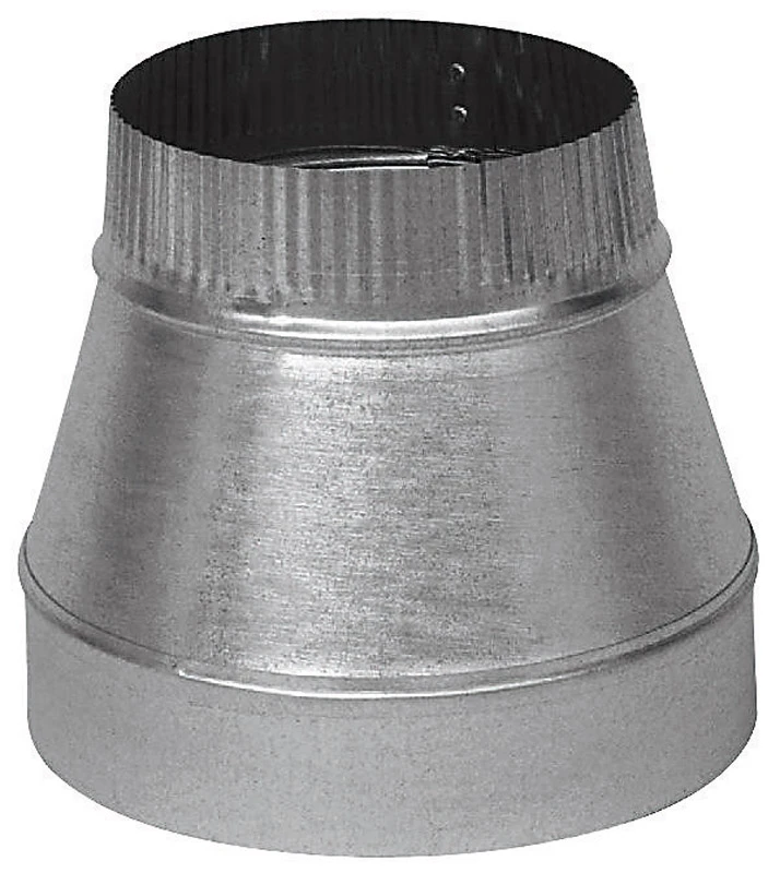 HVAC Duct Pipe Taper Reducer, Galvanized, 24 Gauge, 6 x 3 In.