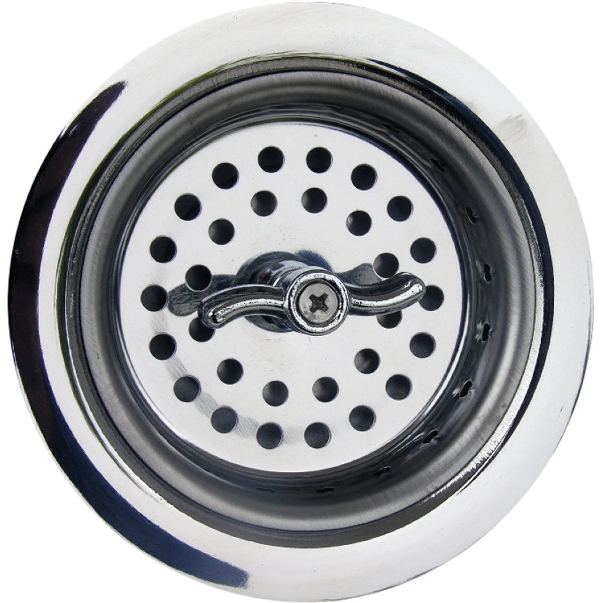 Kitchen Sink Basket Strainer, Chrome Plated, Stainless Steel, 3-1/2-In.
